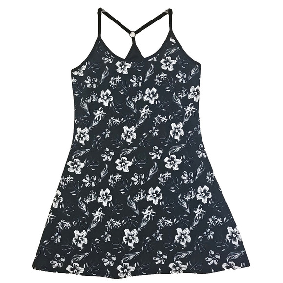 Max Studio Performance~Woman Size M~Black/White Floral Gym Activewear Dress Mini - Picture 1 of 12